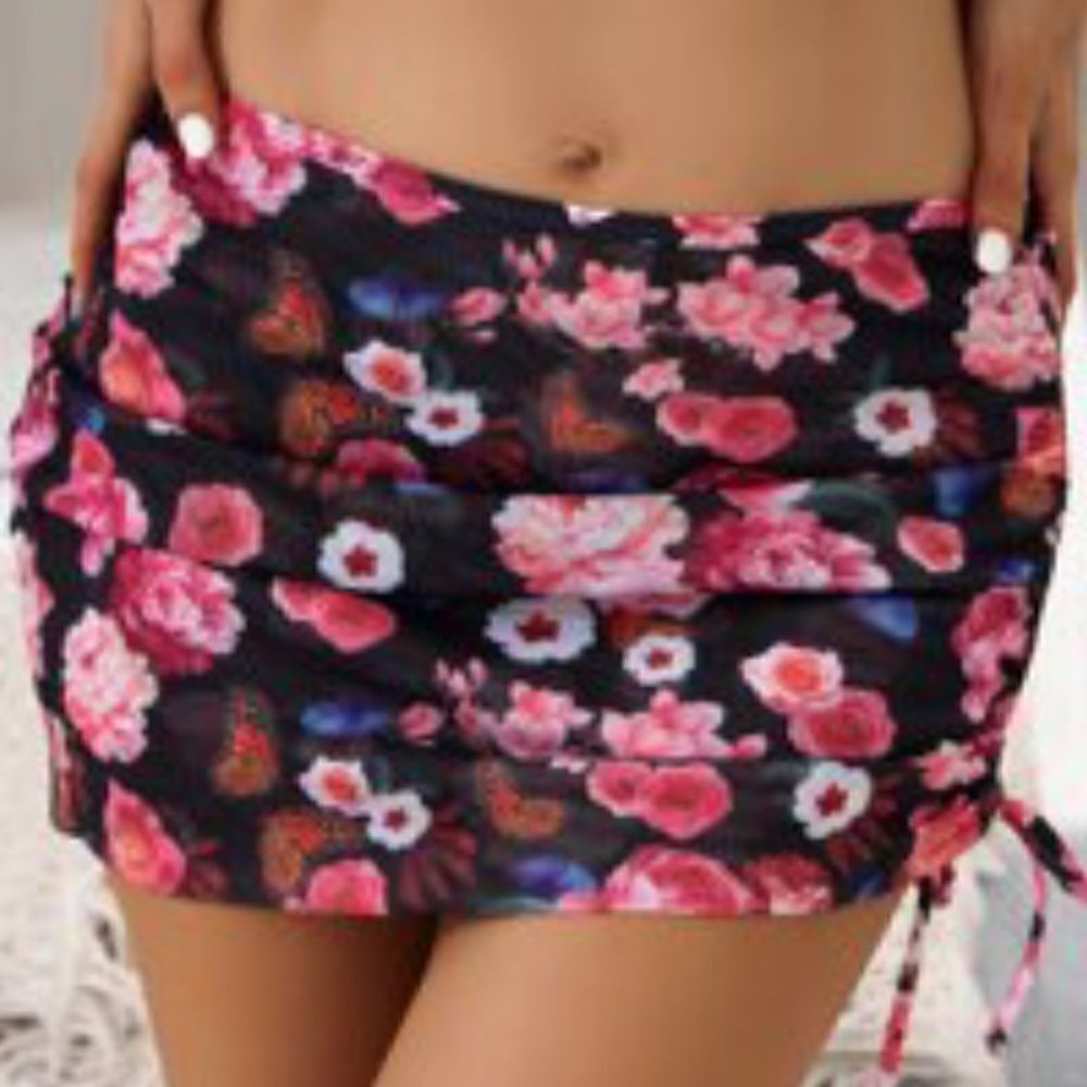 Shein medium floral swim cover up skirt